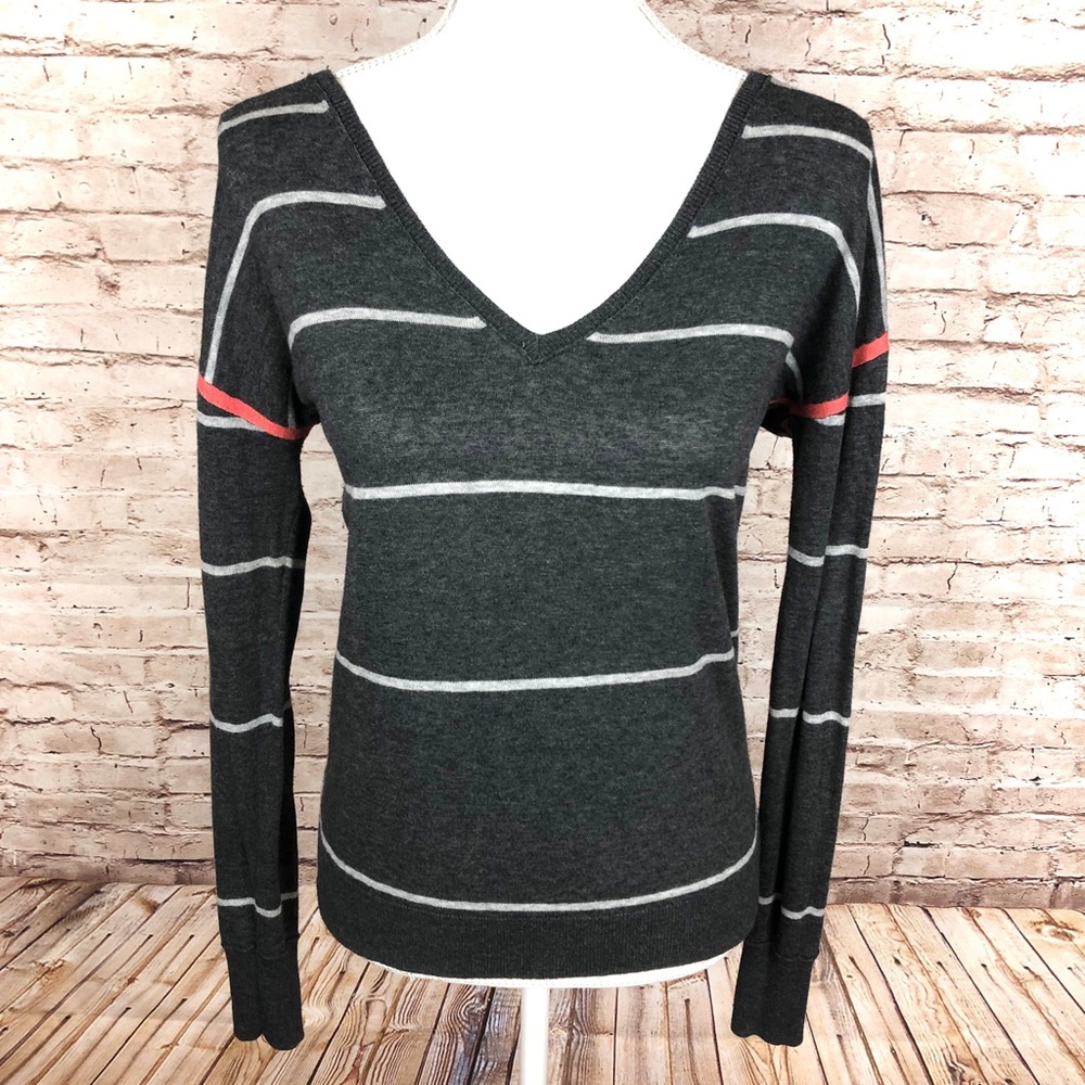 Caslon Lightweight Striped V-Neck Sweater Size XS EUC